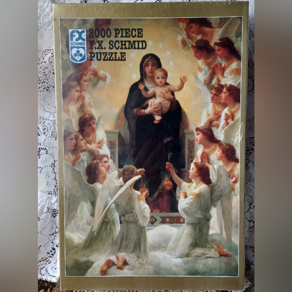 NEW/SEALED VTG F.X. SCHMID/USA 2000-PIECE JIGSAW PUZZLE "THE VIRGIN WITH ANGELS"